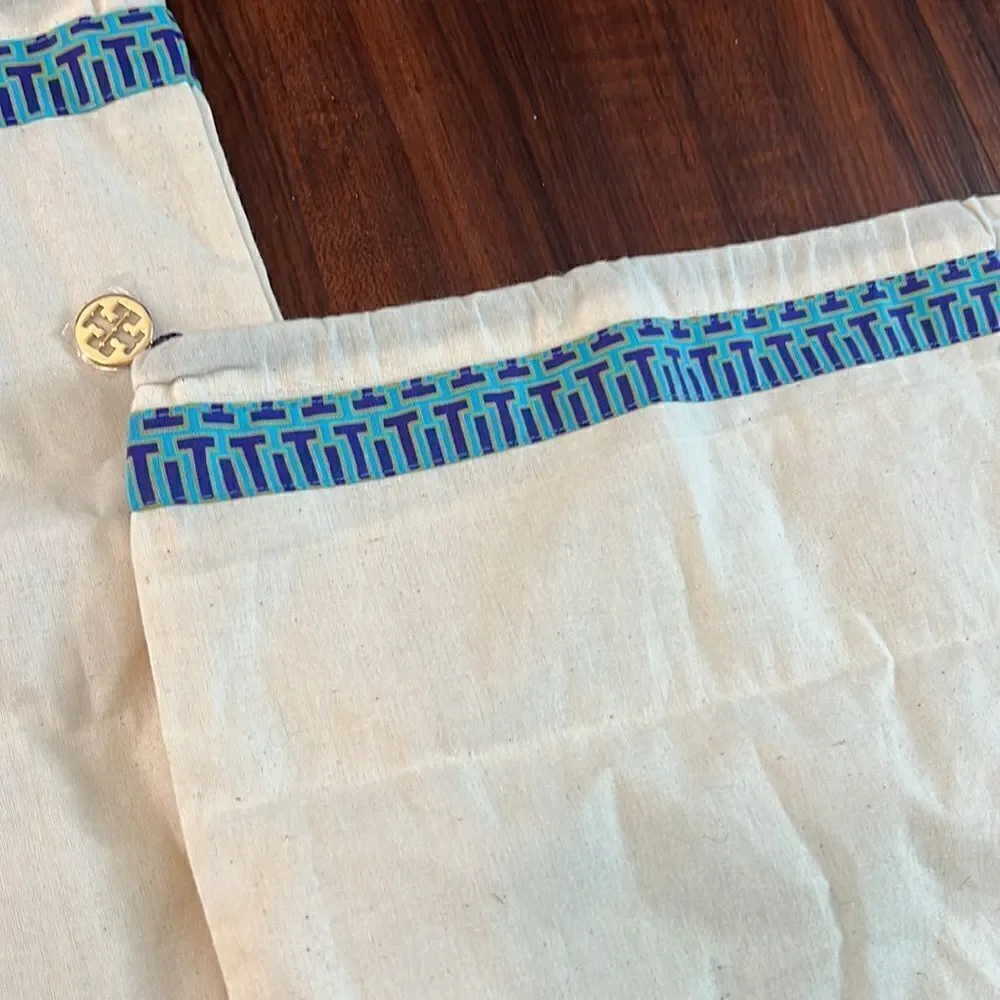 TWO Tory Burch dust bags 15” x 12” with Blue and Cream Accents